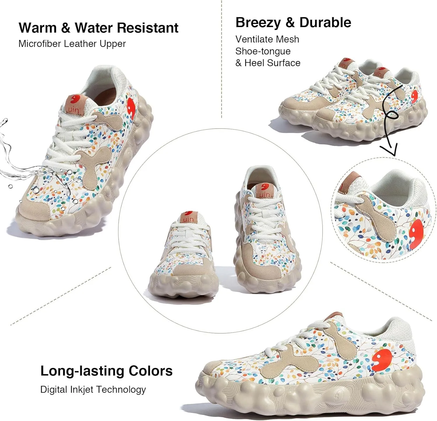 UIN Women's Walking Travel Shoes Slip On Casual Lightweight Wide Toe Chunky Fashion Sneaker Figueras