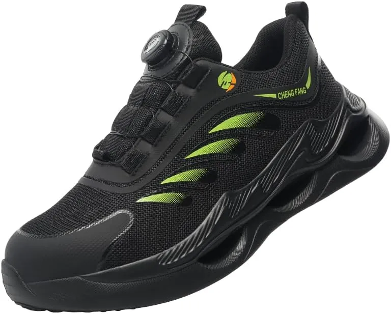 Unisex Adult Steel Toe Industrial & Construction Shoes, Black, Puncture Resistant, Air Cushioned, Steel Toe, Button Closure, Casual, Athletic Shoe
