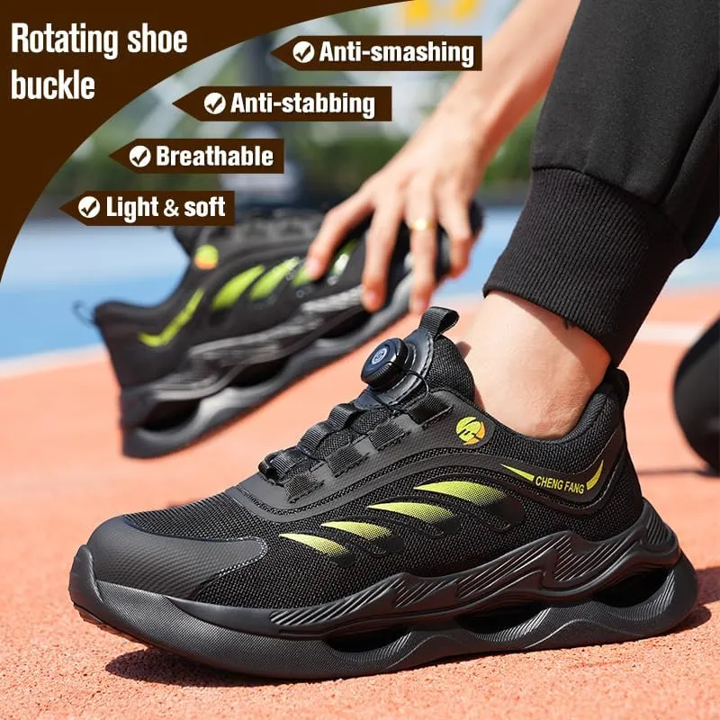 Unisex Adult Steel Toe Industrial & Construction Shoes, Black, Puncture Resistant, Air Cushioned, Steel Toe, Button Closure, Casual, Athletic Shoe