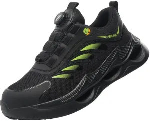 Unisex Adult Steel Toe Industrial & Construction Shoes, Black, Puncture Resistant, Air Cushioned, Steel Toe, Button Closure, Casual, Athletic Shoe