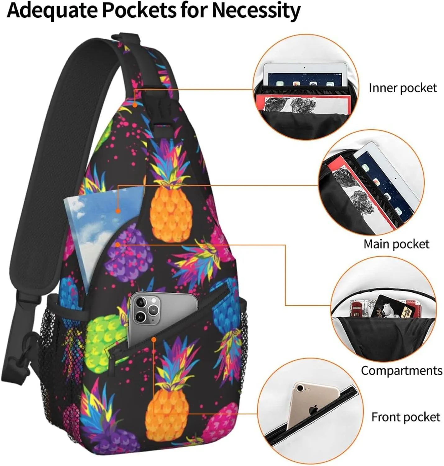 Unisex Sling Backpack Crossbody Shoulder Bags for Men Women Small Daypacks Chest Bag Hiking Travel Sport Climbing Runners