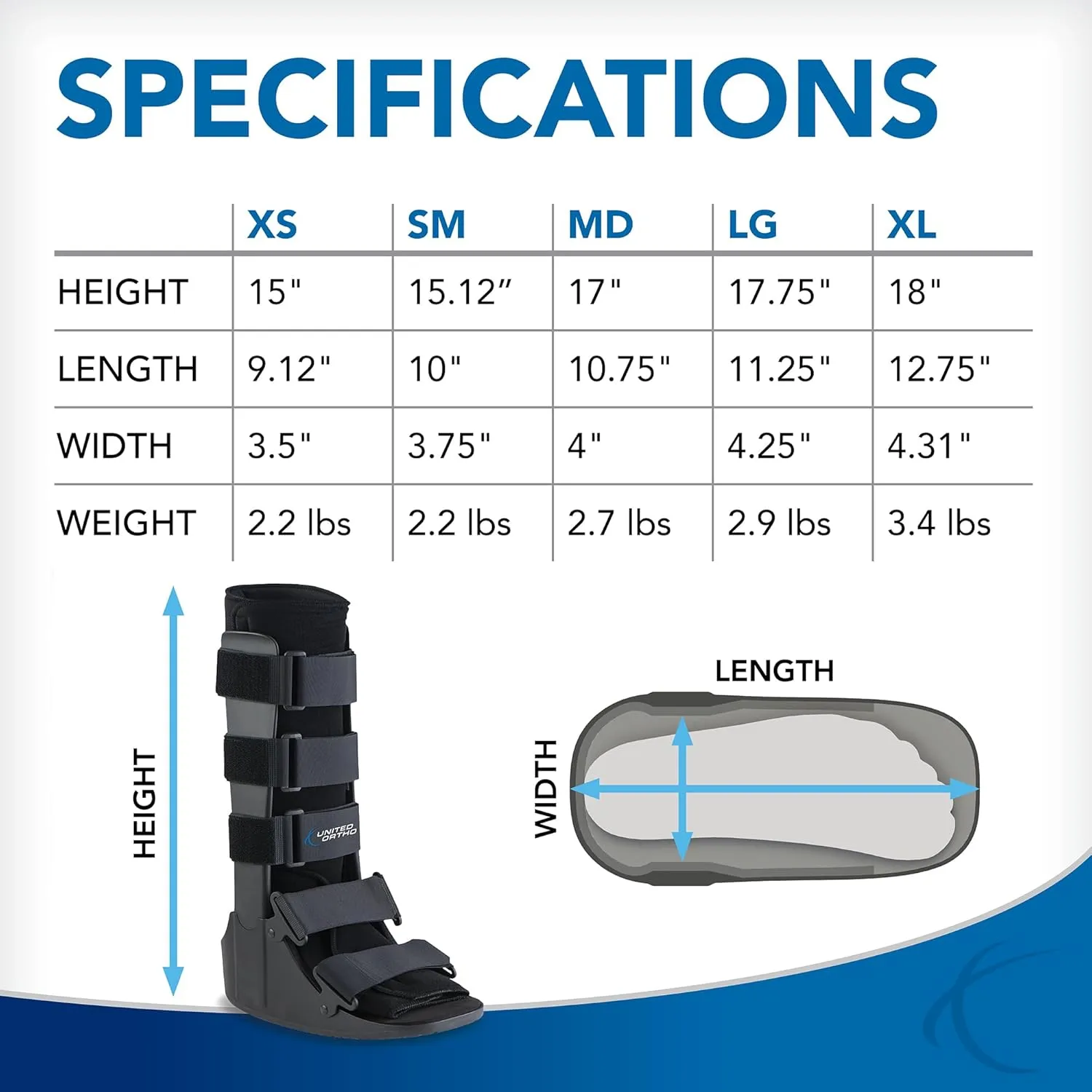 United Ortho USA14007 Cam Walker Fracture Boot, Large, Black
