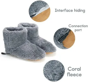 USB Electric Heating Slippers,Heating Slippers, Electric Heated Foot Winter Warmer High Boot Slippers Shoes, Winter Shoes,for Women Men,Pink Size (35-39)
