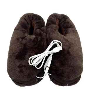 USB Heated Slip on Slippers - Coffee Brown