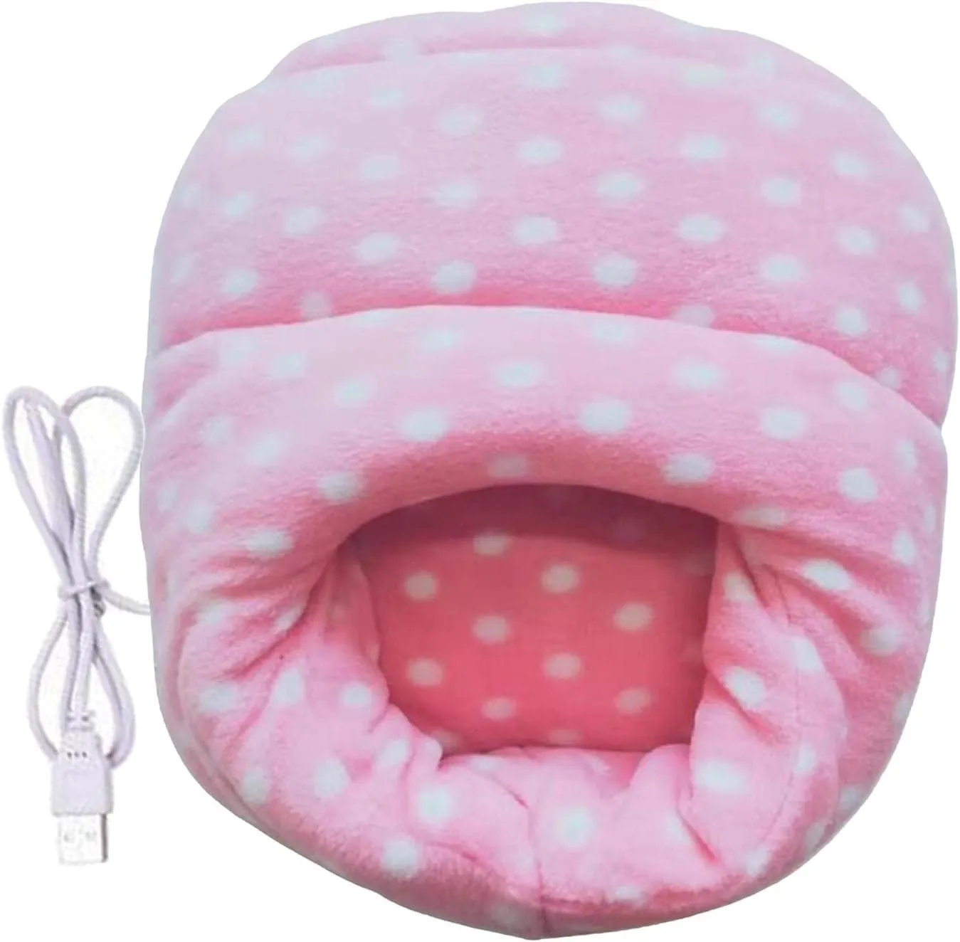 USB Portable Electric Heated Slippers | Foot Warmer for Men and Women | 360¡ã Full Package | Washable | 5V USB Powered | Soft Short Plush Material | Heating Pad - Pink