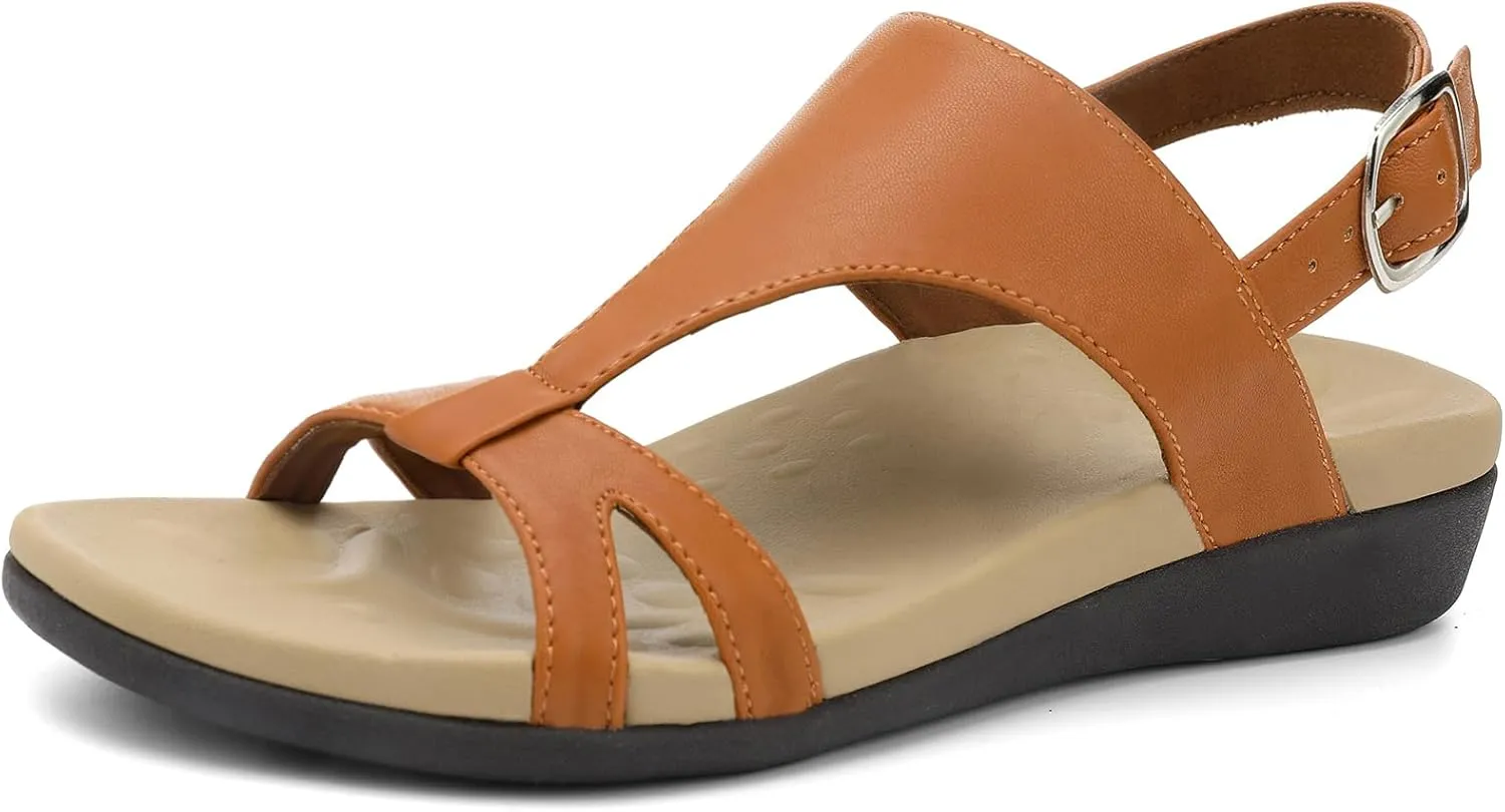 UTENAG Women's Comfortable Arch Support Walking Flat Sandals