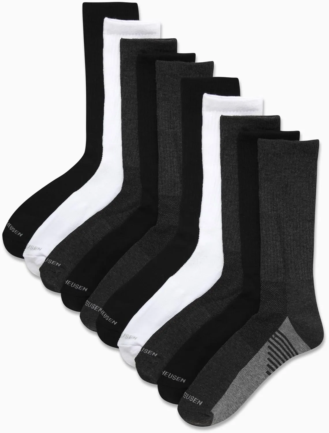 Van Heusen Mens Crew Socks - 10 Pack Performance Stretch Cushioned Breathable Athletic Socks for Men (Size: 6-12.5)