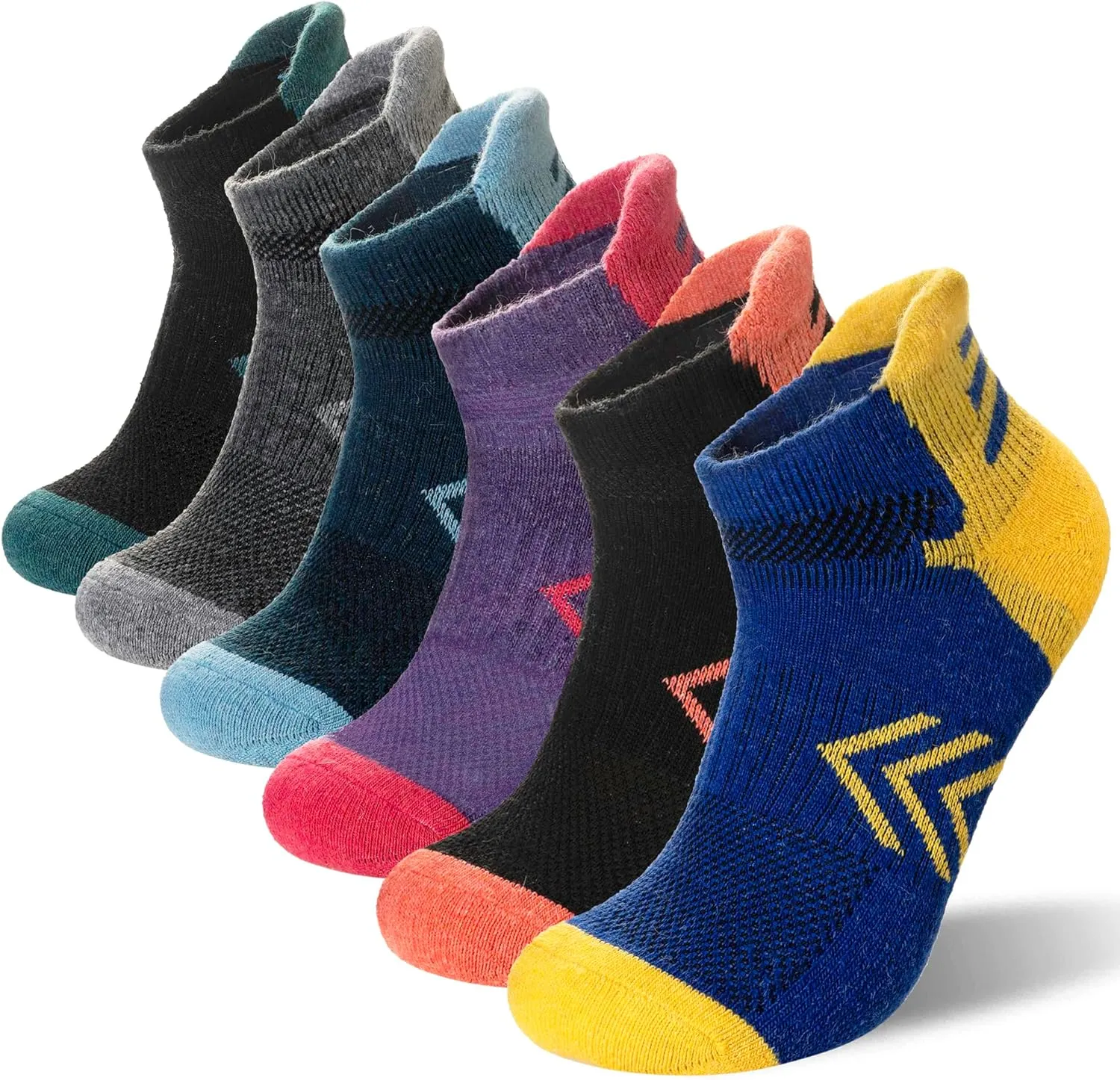 Velice Merino Wool Ankle Hiking Running Socks for Women Compression Support Thick Cushion Breathable No Show Socks 6 Pairs