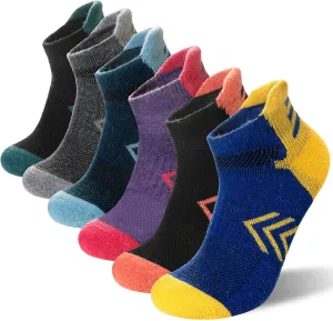 Velice Merino Wool Ankle Hiking Running Socks for Women Compression Support Thick Cushion Breathable No Show Socks 6 Pairs