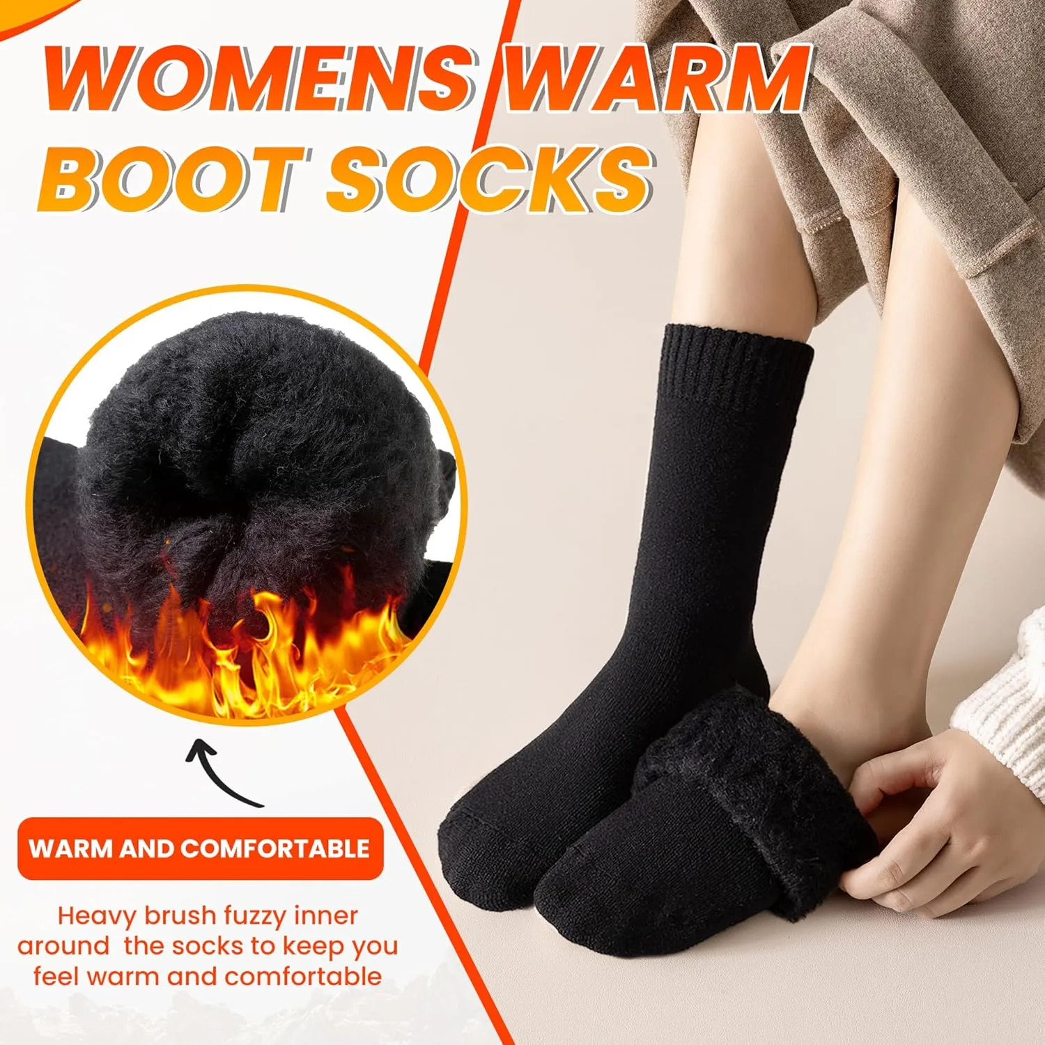 Velice Winter Warm Thermal Socks for Women Extra Thick Insulated Heated Crew Boot Socks for Cold Weather 5 Pairs