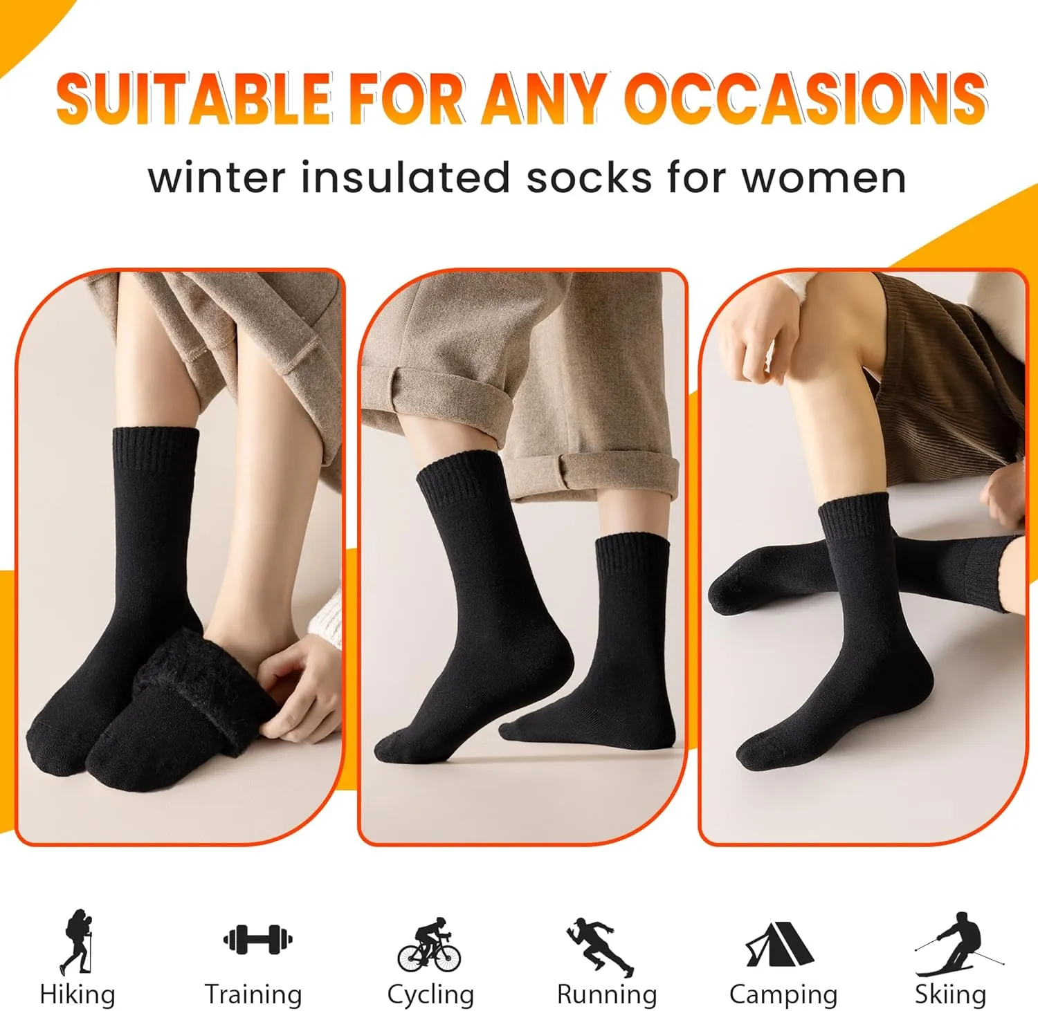 Velice Winter Warm Thermal Socks for Women Extra Thick Insulated Heated Crew Boot Socks for Cold Weather 5 Pairs