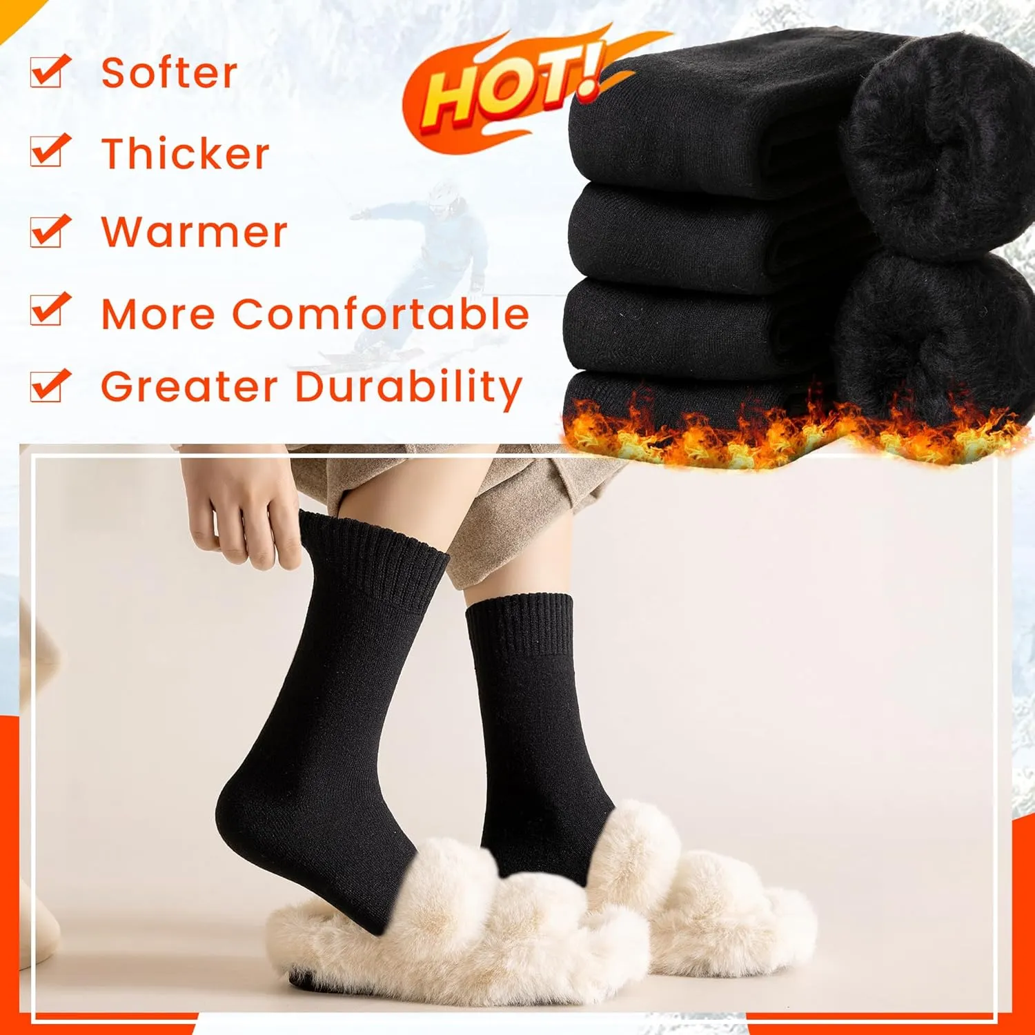 Velice Winter Warm Thermal Socks for Women Extra Thick Insulated Heated Crew Boot Socks for Cold Weather 5 Pairs