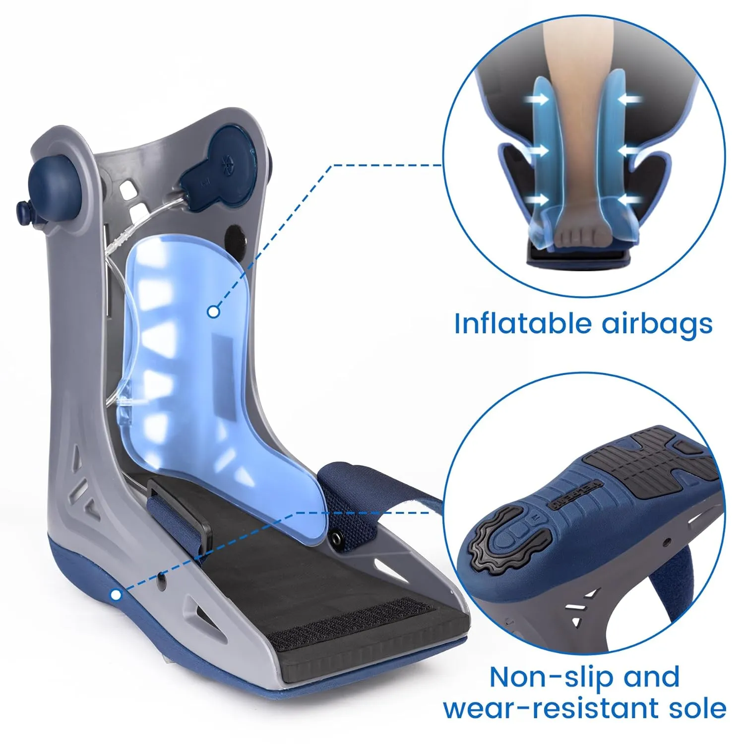 VELPEAU Walking Boot for Broken Foot, Dual Independent Inflatable Airbags and Anti-slip Sole Design, Air Cam Walker Fracture Boot for Women and Men, Fits Left and Right Foot (Unisex, Short Version, L)