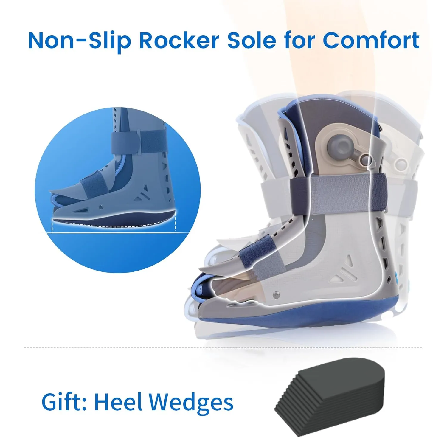 VELPEAU Walking Boot for Broken Foot, Dual Independent Inflatable Airbags and Anti-slip Sole Design, Air Cam Walker Fracture Boot for Women and Men, Fits Left and Right Foot (Unisex, Short Version, L)