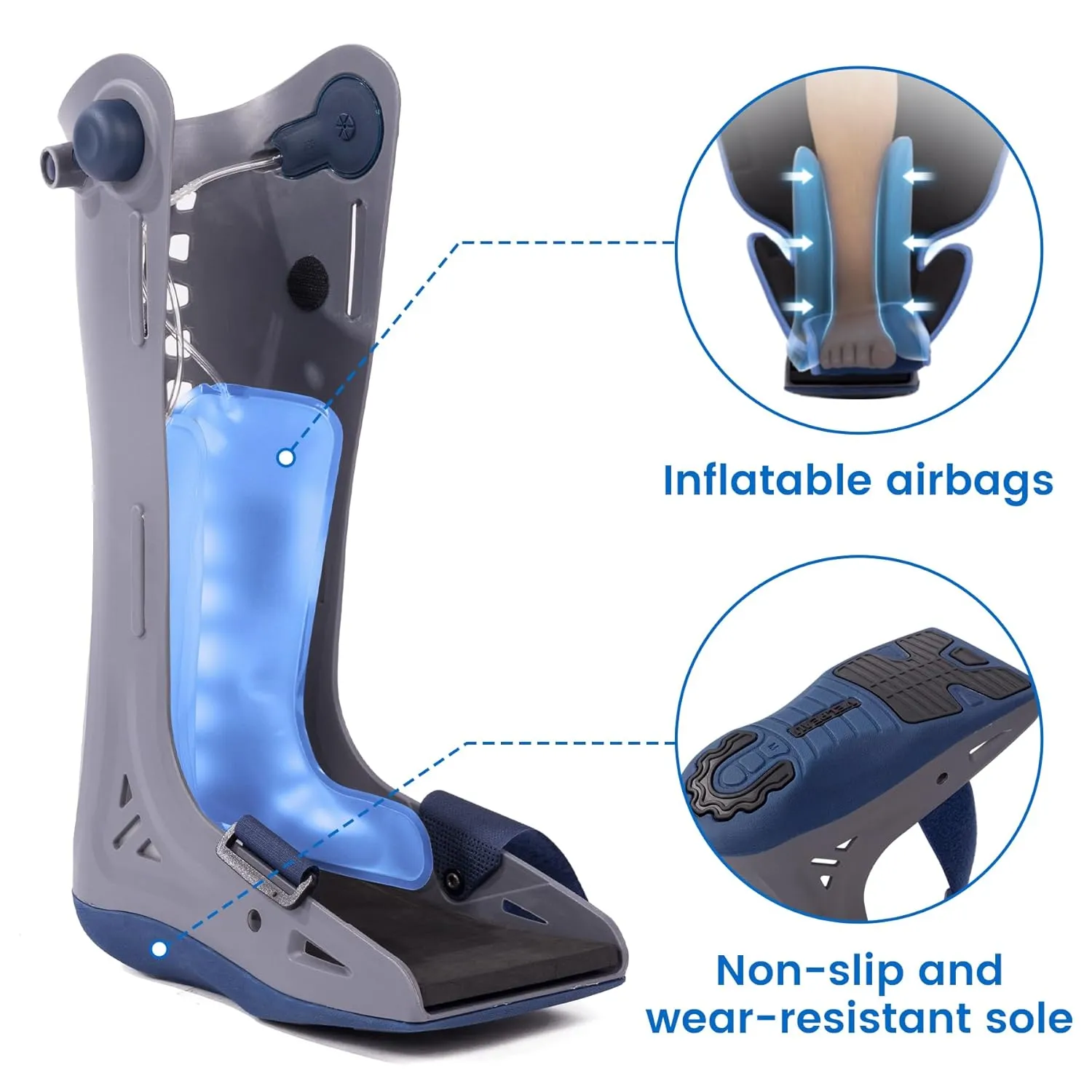 Velpeau Walking Boot for Broken Foot, Dual Independent Inflatable Airbags and Anti-slip Sole Design, Air Cam Walker Fracture Boot for Women and Men, Fits Left and Right Foot (Unisex, Tall Version, L)