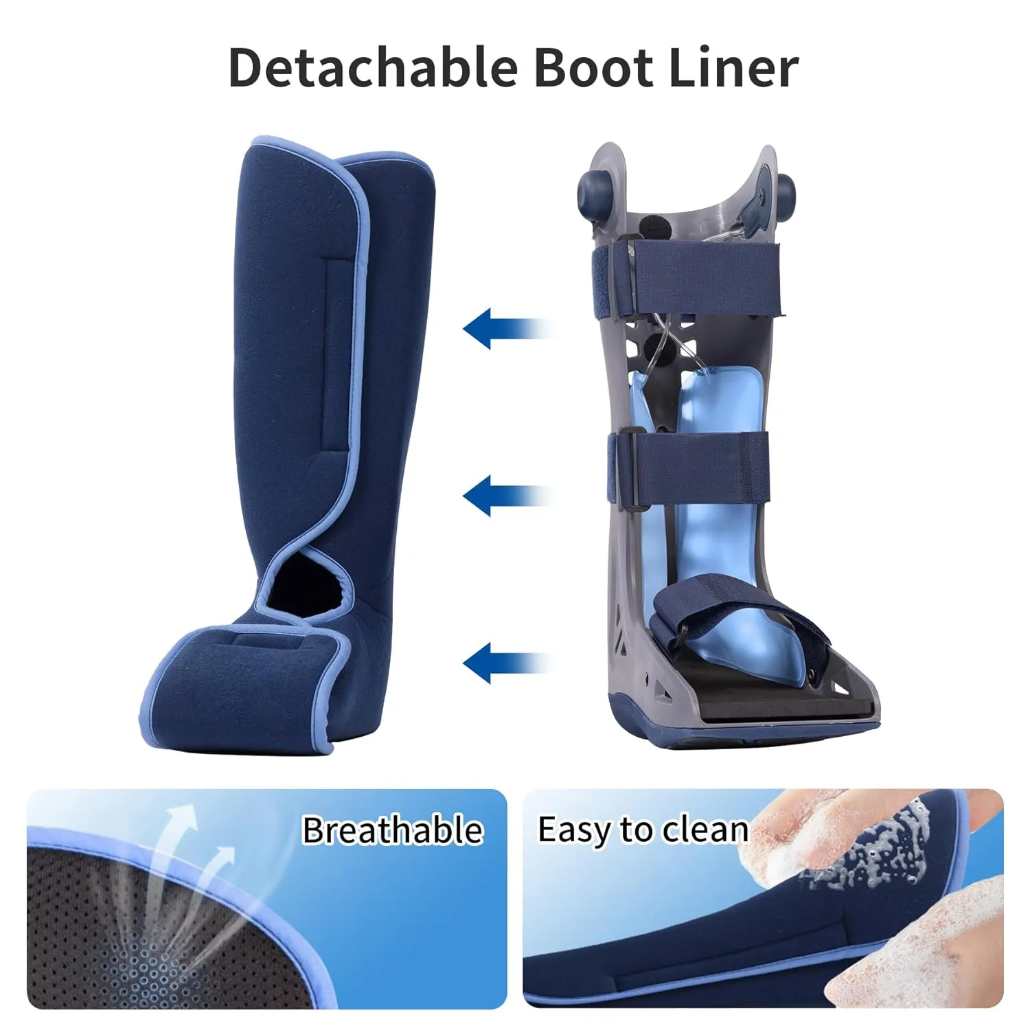 Velpeau Walking Boot for Broken Foot, Dual Independent Inflatable Airbags and Anti-slip Sole Design, Air Cam Walker Fracture Boot for Women and Men, Fits Left and Right Foot (Unisex, Tall Version, L)