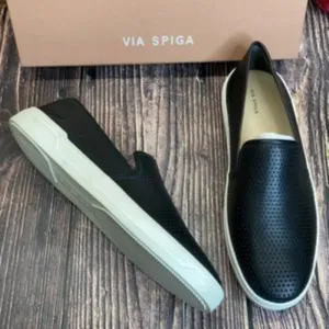 VIA SPIGA Black Leather Galea Slip-On Sneaker 9.5