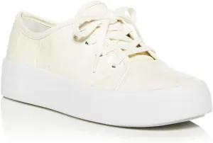 VIA SPIGA Womens Milk Ivory Croc Embossed Cushioned Logo Viola Round Toe Platform Lace-Up Leather Athletic Sneakers Shoes 7.5 M