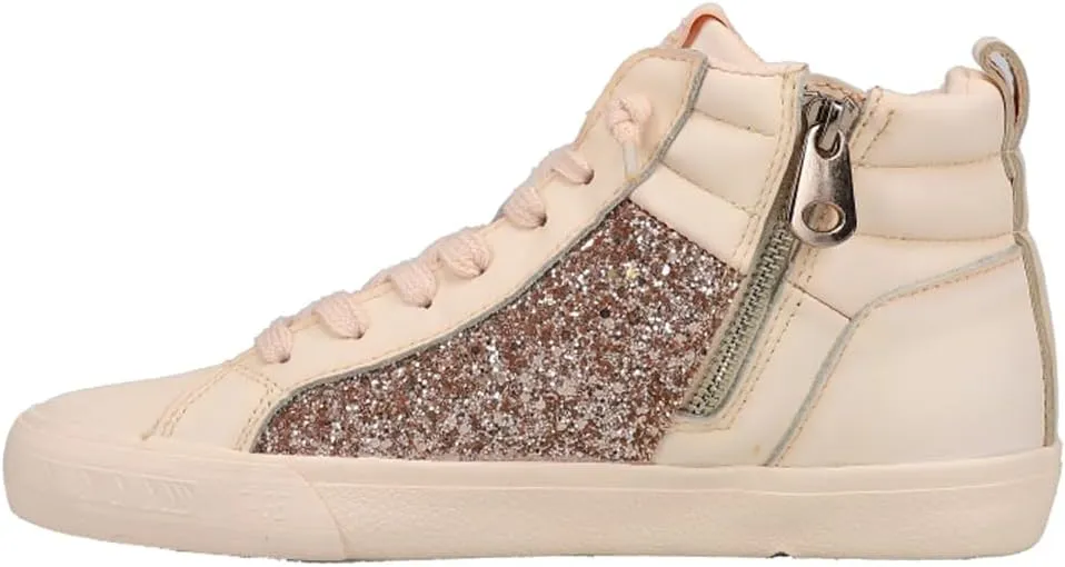 Vintage Havana Womens Alexis Glitter High Slip On Zippered Sneakers Shoes Casual - Beige