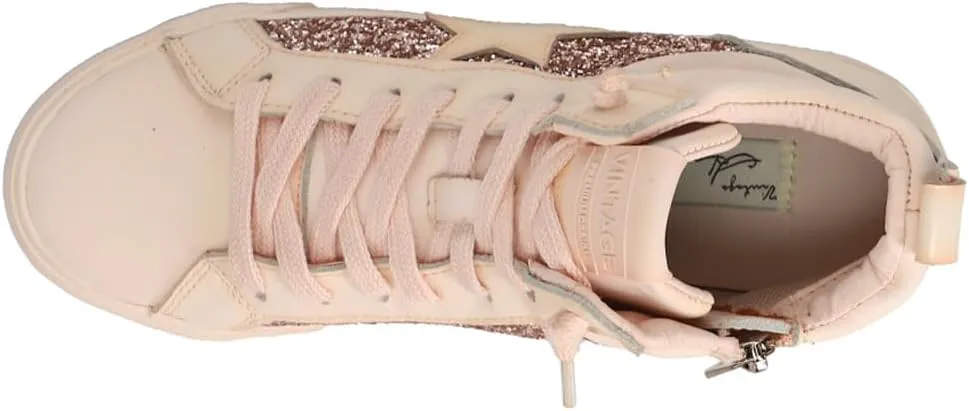 Vintage Havana Womens Alexis Glitter High Slip On Zippered Sneakers Shoes Casual - Beige