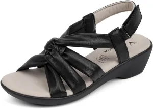 VJH confort Women’s Wedge Sandals, Comfortable Platform Cushioned Insole Strappy Round Toe Casual Wedge Sandals