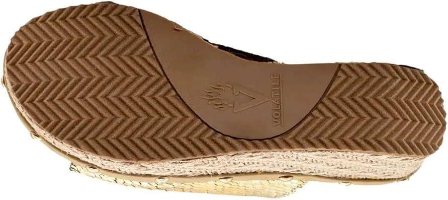 VOLATILE Womens Ravine Metallic Studded Casual Sandals Casual Mid Heel 2-3" - Gold