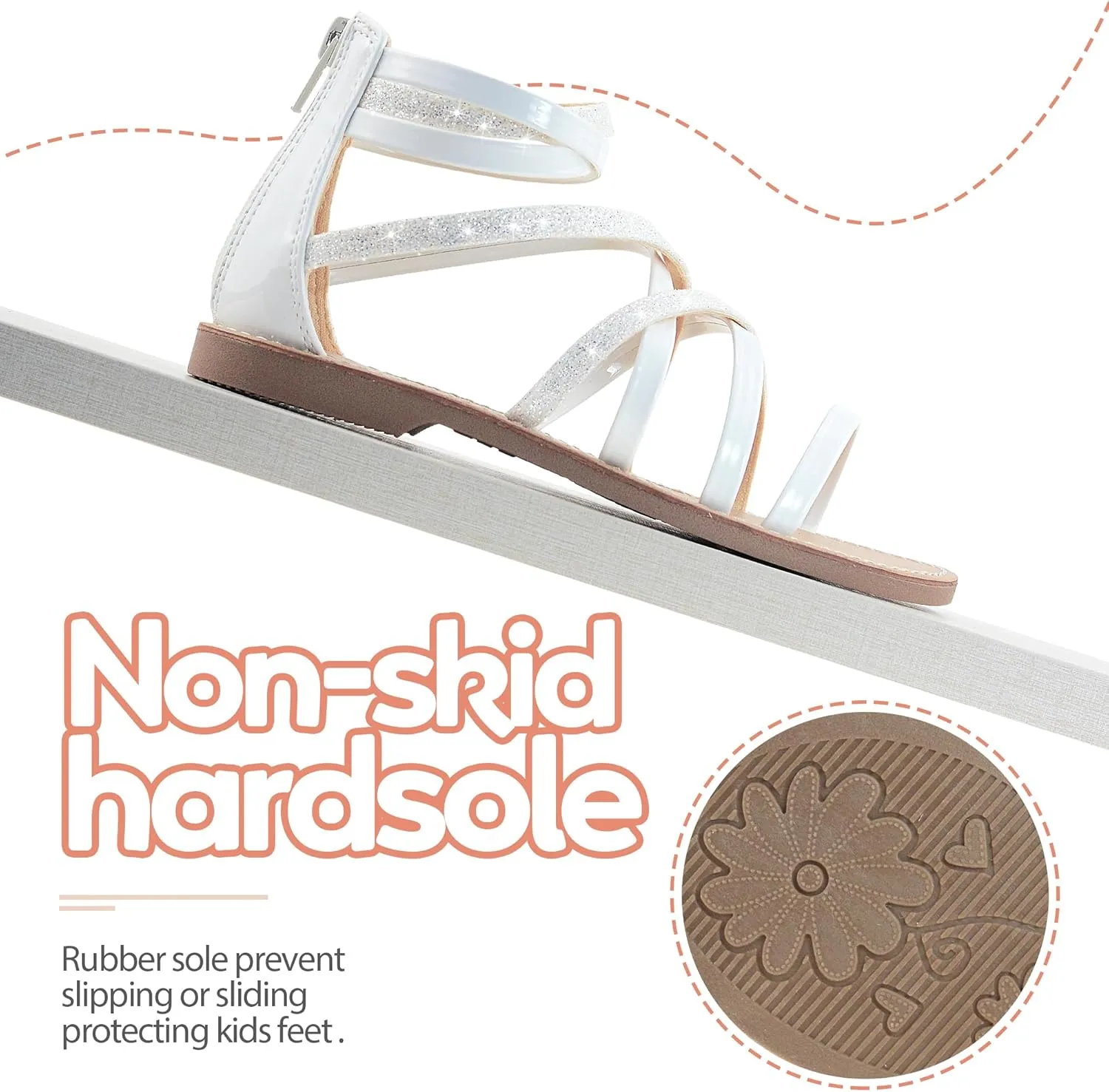Vonair Girls Sandals Strappy Gladiator with Zipper Comfort Summer Shoes