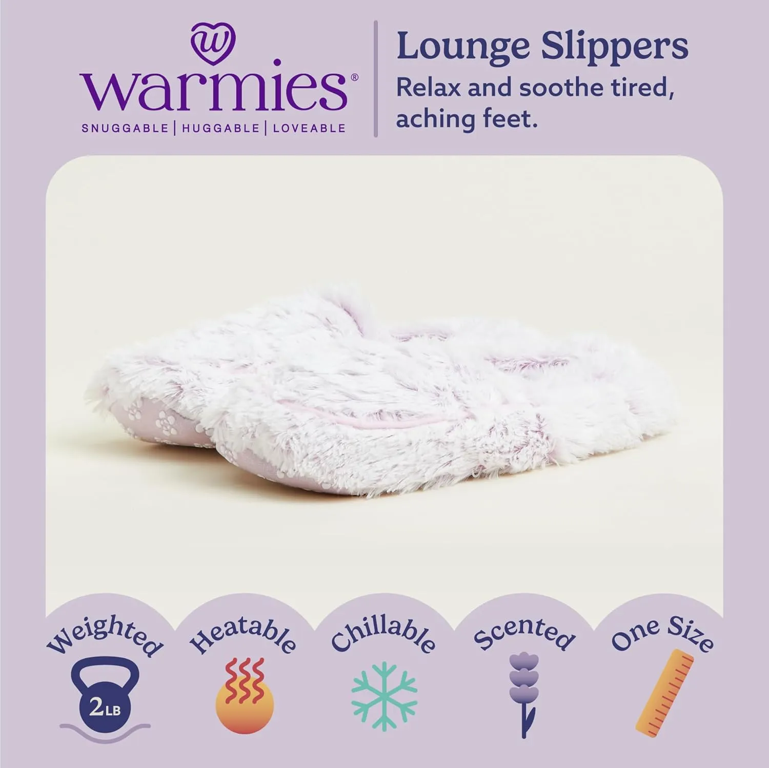 warmies Microwaveable House Slippers for Women - Plush, Soft & Fuzzy Indoor Slippers with Backs & Non-Slip Memory Foam Soles - Cozy Warm Ladies Slipper