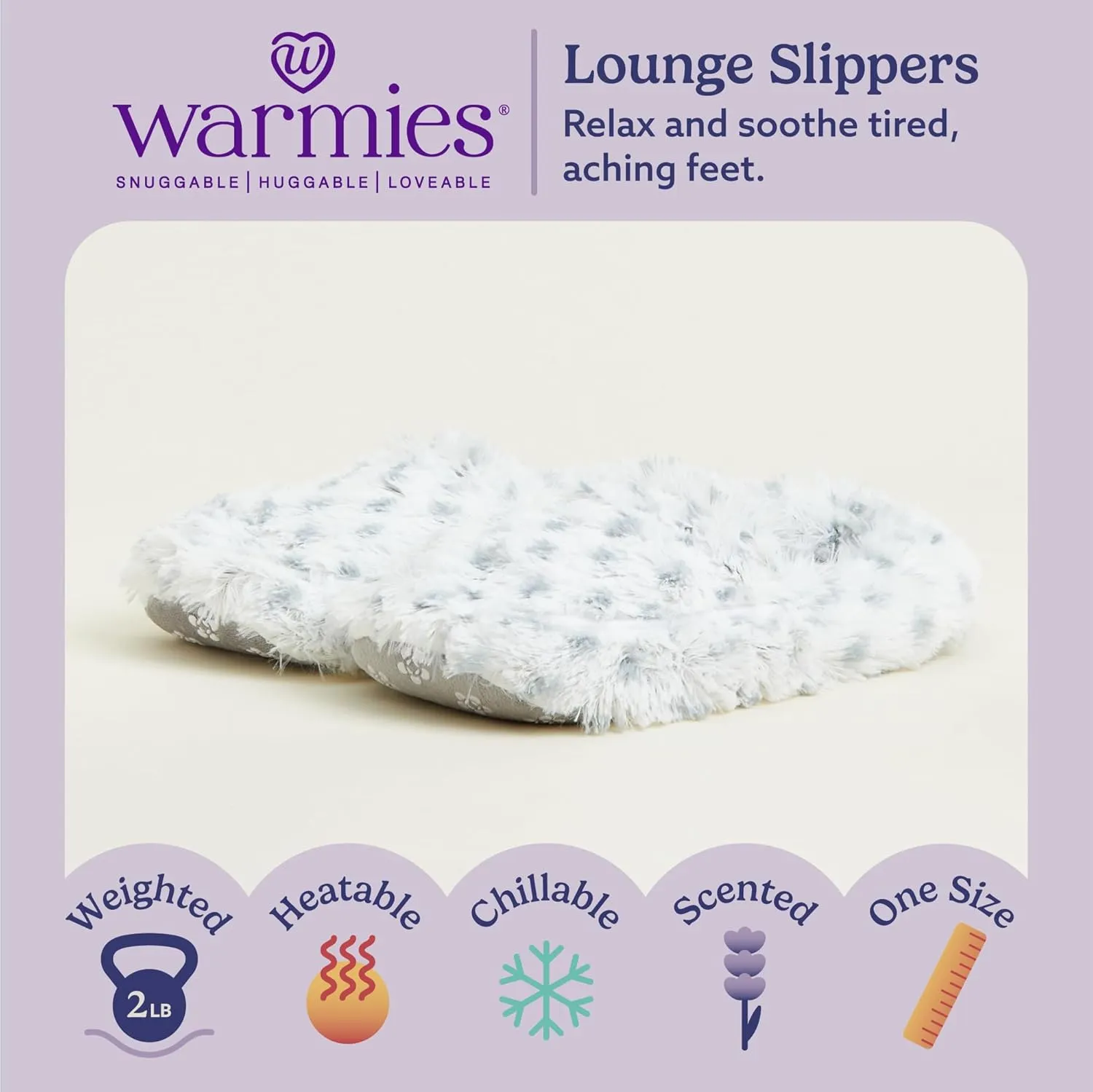 warmies Microwaveable House Slippers for Women - Plush, Soft & Fuzzy Indoor Slippers with Backs & Non-Slip Memory Foam Soles - Cozy Warm Ladies Slipper