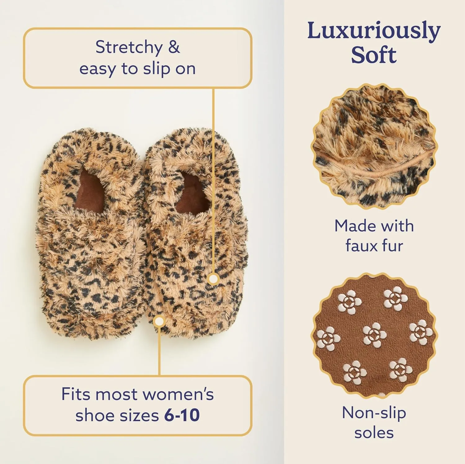 warmies Microwaveable House Slippers for Women - Plush, Soft & Fuzzy Indoor Slippers with Backs & Non-Slip Memory Foam Soles - Cozy Warm Ladies Slipper