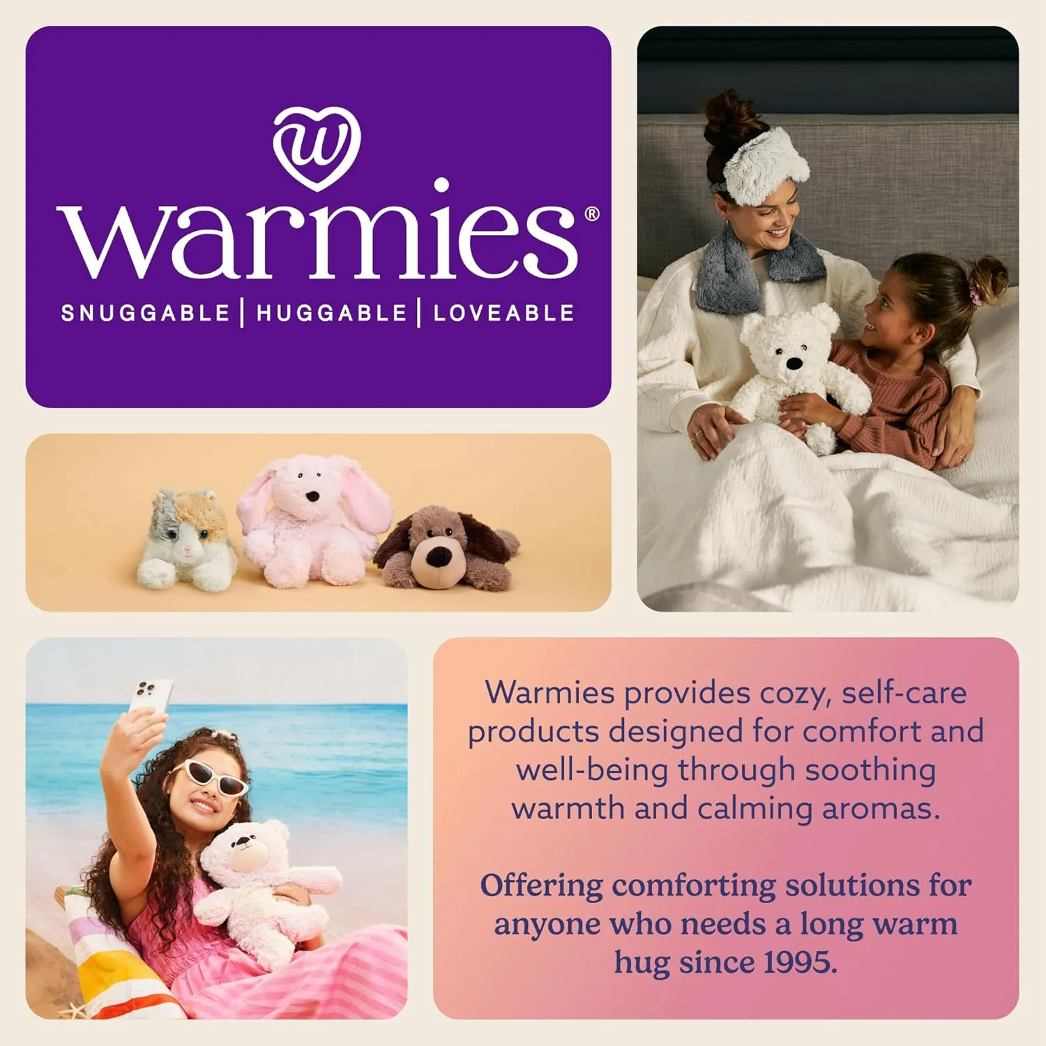 warmies Microwaveable House Slippers for Women - Plush, Soft & Fuzzy Indoor Slippers with Backs & Non-Slip Memory Foam Soles - Cozy Warm Ladies Slipper
