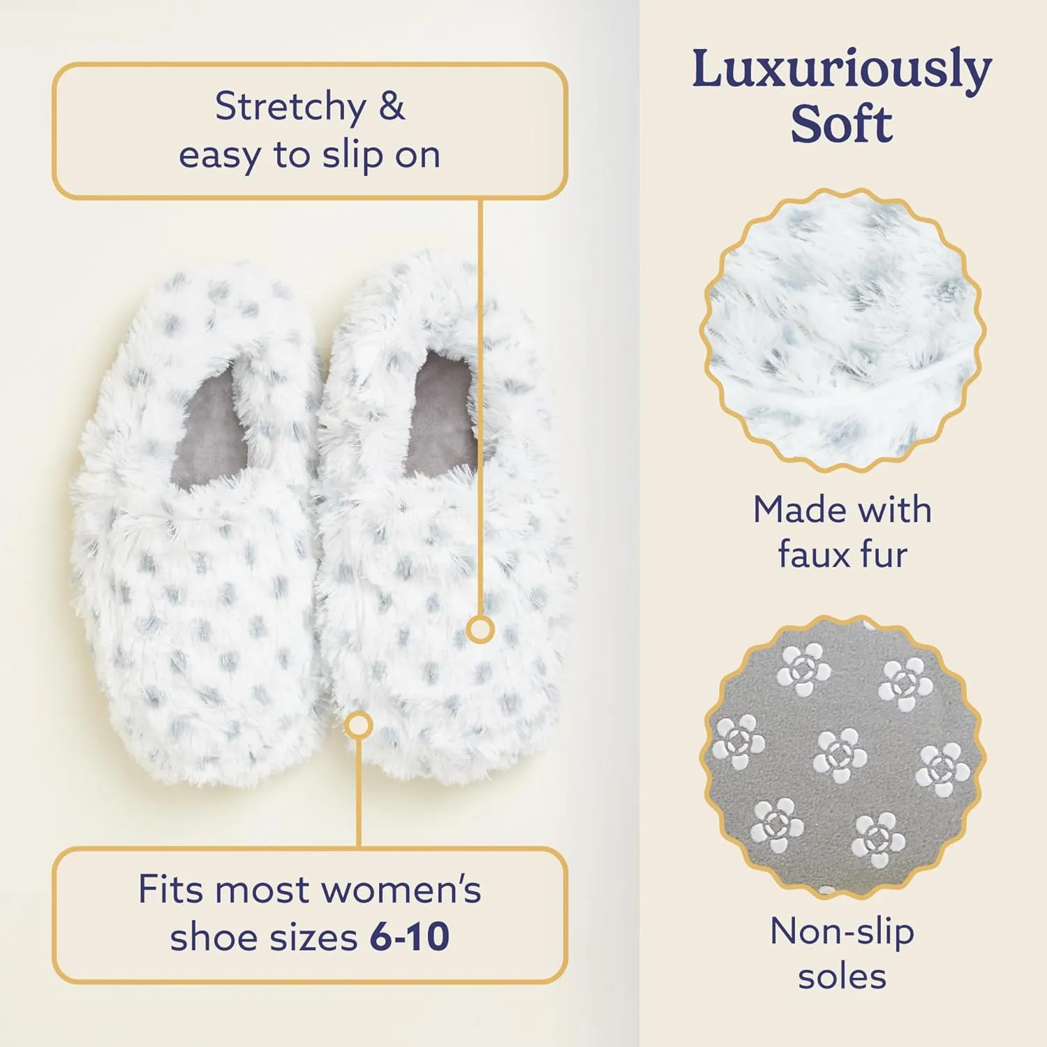 warmies Microwaveable House Slippers for Women - Plush, Soft & Fuzzy Indoor Slippers with Backs & Non-Slip Memory Foam Soles - Cozy Warm Ladies Slipper