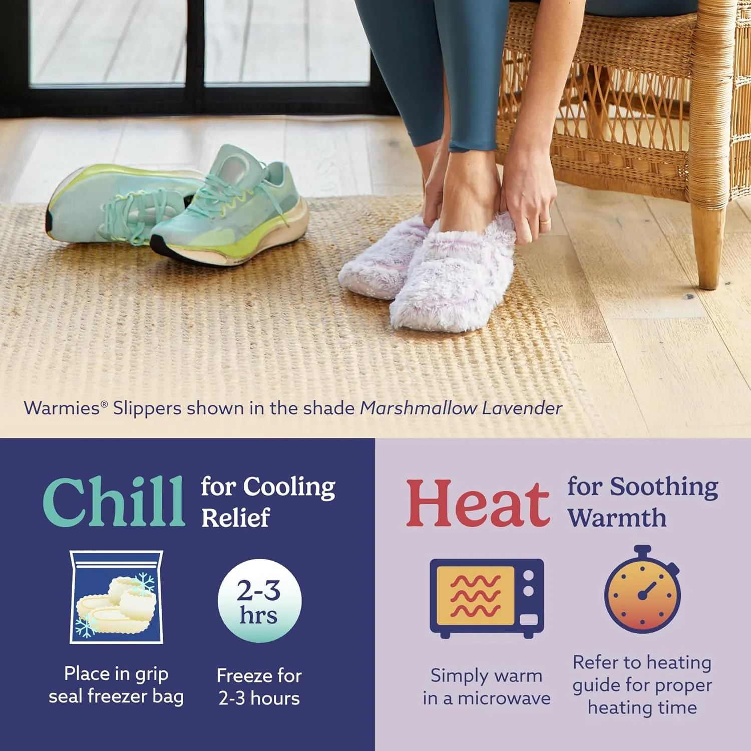 warmies Microwaveable House Slippers for Women - Plush, Soft & Fuzzy Indoor Slippers with Backs & Non-Slip Memory Foam Soles - Cozy Warm Ladies Slipper