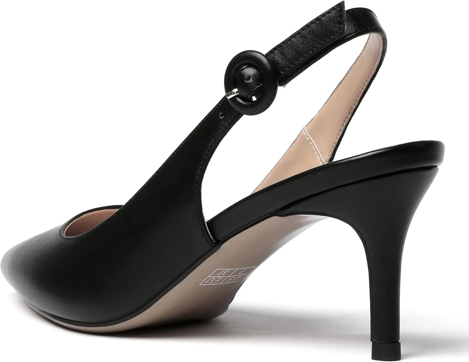WAYDERNS Women's Slingback Pointed Toe Buckle Ankle Strap Wedding Matte Adjustable Strap Sexy Stiletto Mid Heel Pumps Shoes 2.5 Inch