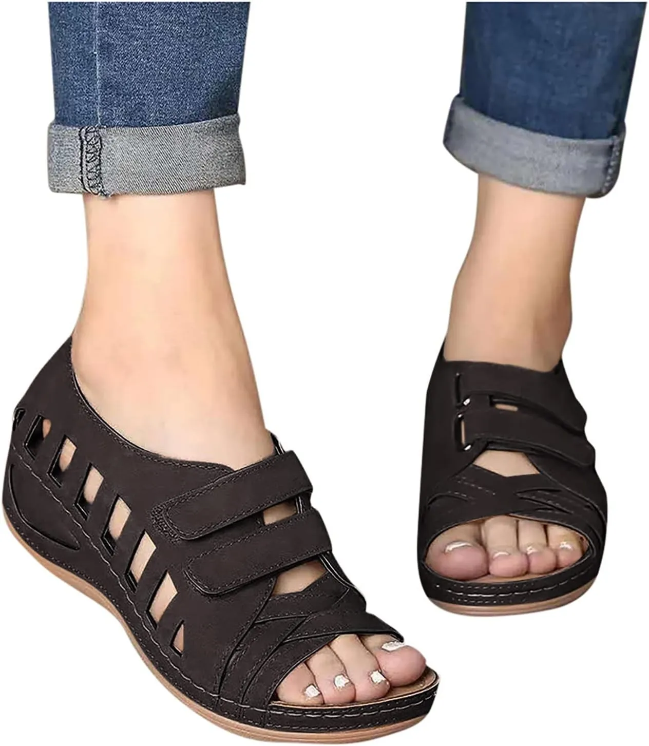 Wedge Sandals for Women 2024 Strap Sandals Summer Fashion Flops Women's Wedges Flip Buckle Shoes Sandals Shoes For Women