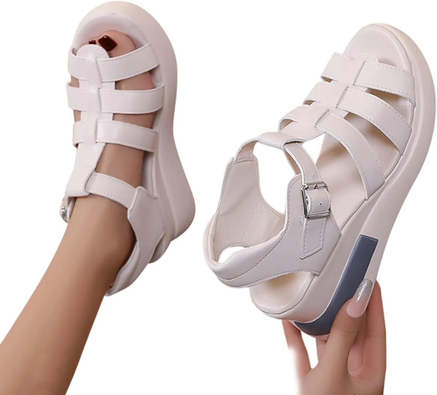 Wedge Sandals for Women 2024 Women’s Summer Platform Wedge Heel Sandals Comfortable Leather Sandals Toe Wedges
