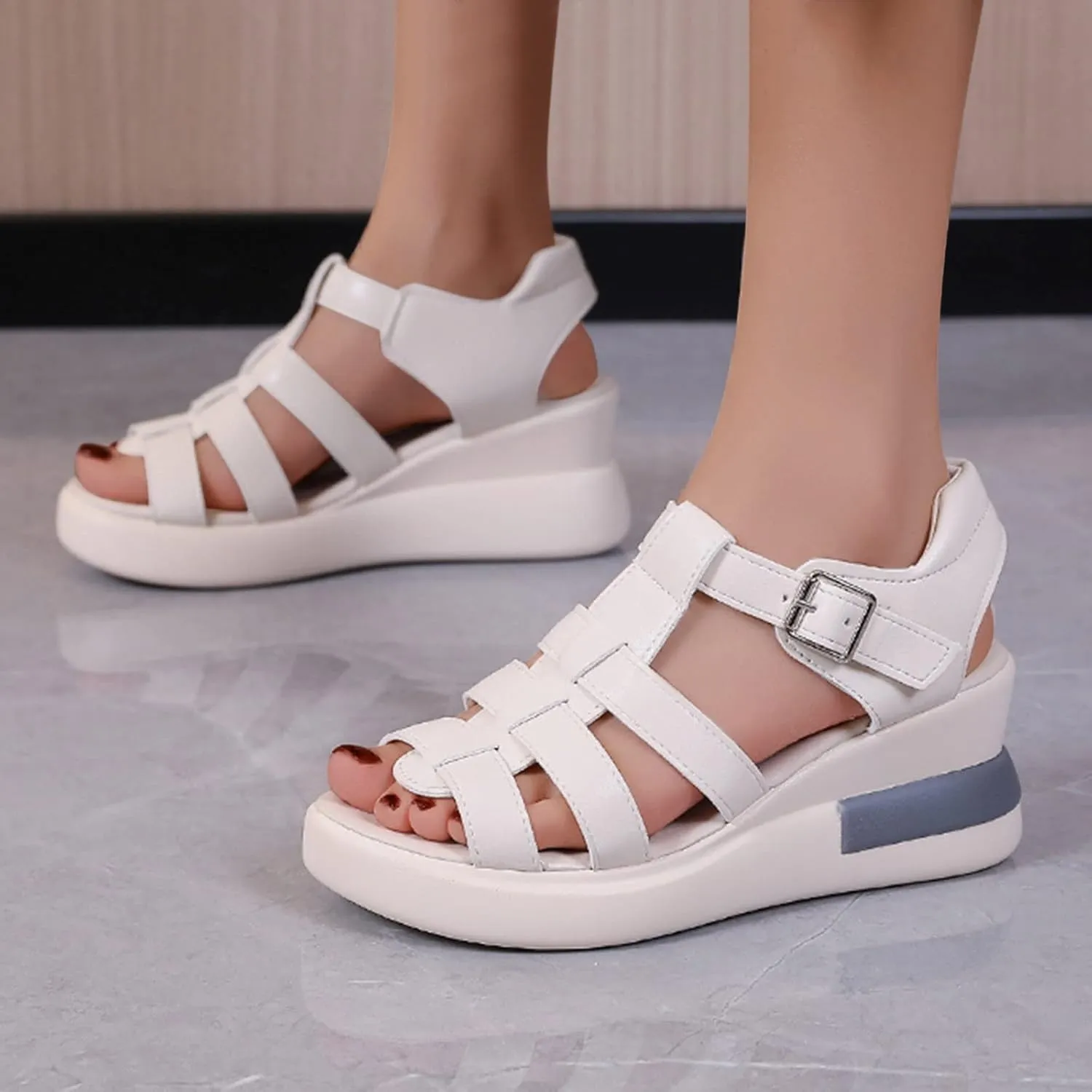 Wedge Sandals for Women 2024 Women’s Summer Platform Wedge Heel Sandals Comfortable Leather Sandals Toe Wedges