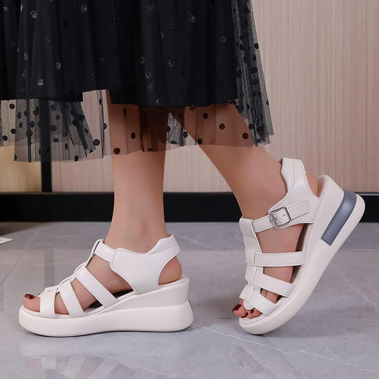 Wedge Sandals for Women 2024 Women’s Summer Platform Wedge Heel Sandals Comfortable Leather Sandals Toe Wedges
