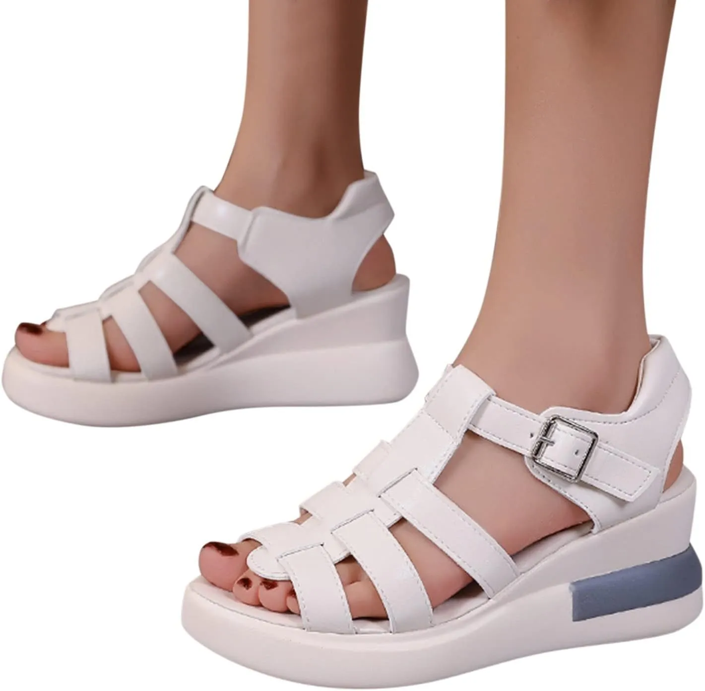 Wedge Sandals for Women 2024 Women’s Summer Platform Wedge Heel Sandals Comfortable Leather Sandals Toe Wedges