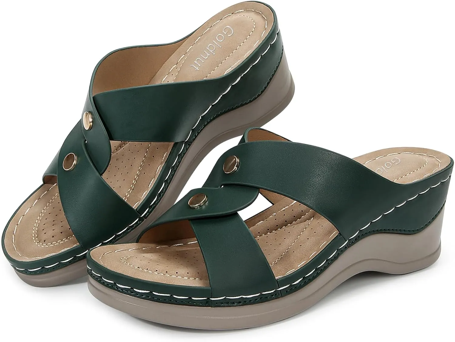 Wedges Sandals for Women Dressy, Flower Cut Out Platform Slides Sandal Comfort Low Wedge