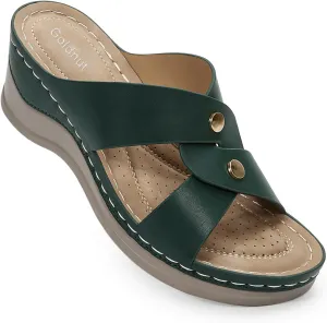 Wedges Sandals for Women Dressy, Flower Cut Out Platform Slides Sandal Comfort Low Wedge