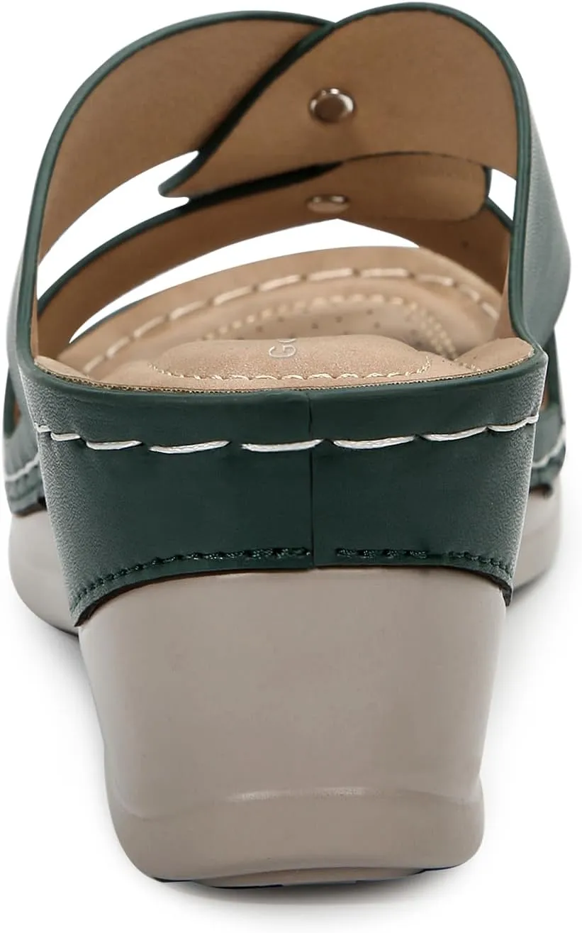 Wedges Sandals for Women Dressy, Flower Cut Out Platform Slides Sandal Comfort Low Wedge