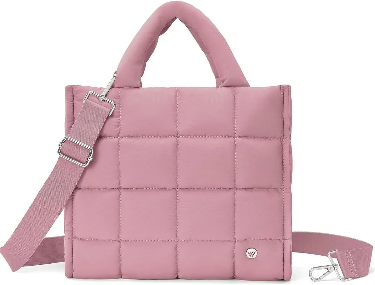 WESTBRONCO Puffer Crossbody Bags for Women Quilted Tote Bag Puffy Weekender Overnight Bag Nylon Shoulder Handbag