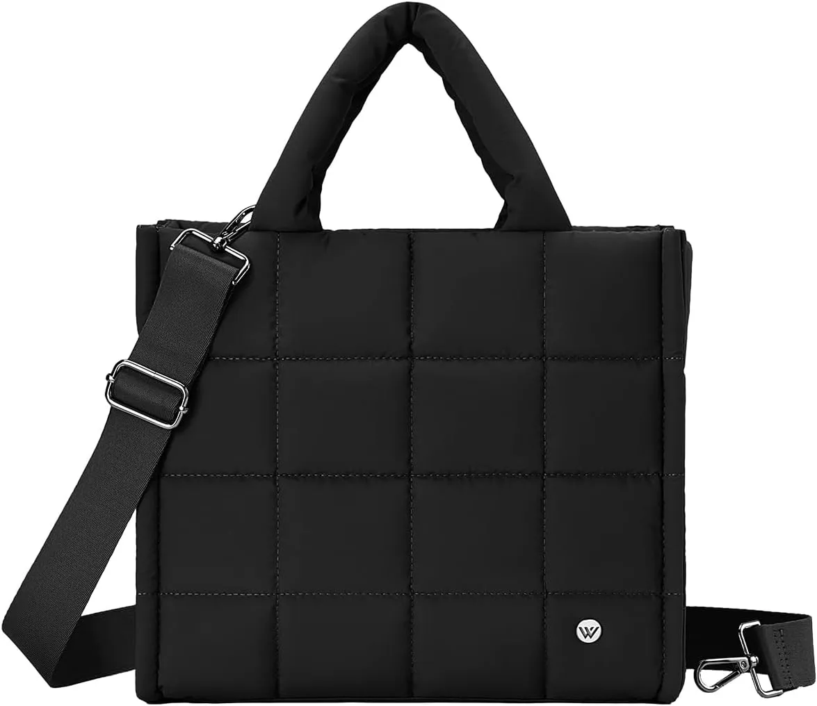 WESTBRONCO Puffer Crossbody Bags for Women Quilted Tote Bag Puffy Weekender Overnight Bag Nylon Shoulder Handbag