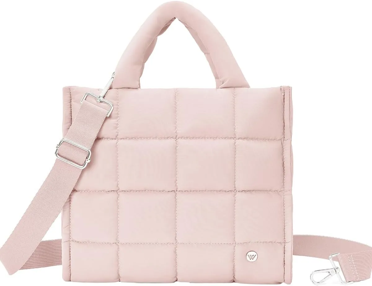 WESTBRONCO Puffer Crossbody Bags for Women Quilted Tote Bag Puffy Weekender Overnight Bag Nylon Shoulder Handbag