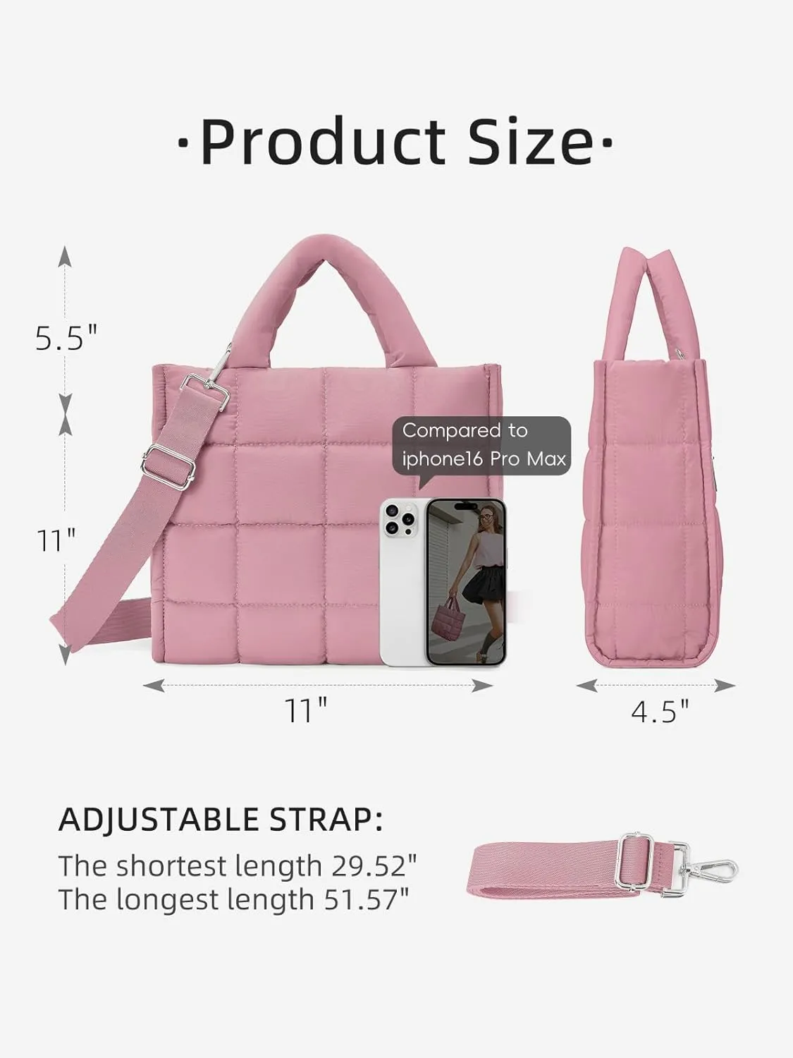 WESTBRONCO Puffer Crossbody Bags for Women Quilted Tote Bag Puffy Weekender Overnight Bag Nylon Shoulder Handbag