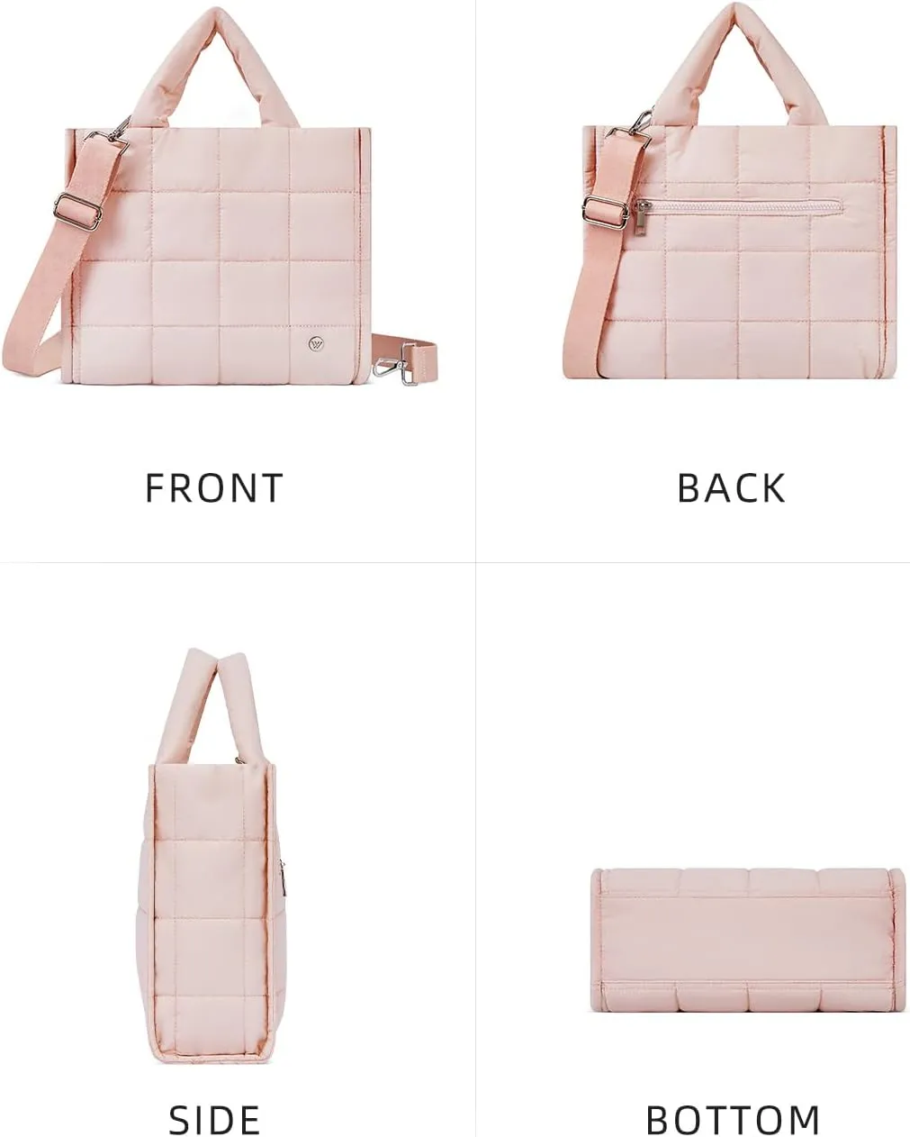 WESTBRONCO Puffer Crossbody Bags for Women Quilted Tote Bag Puffy Weekender Overnight Bag Nylon Shoulder Handbag