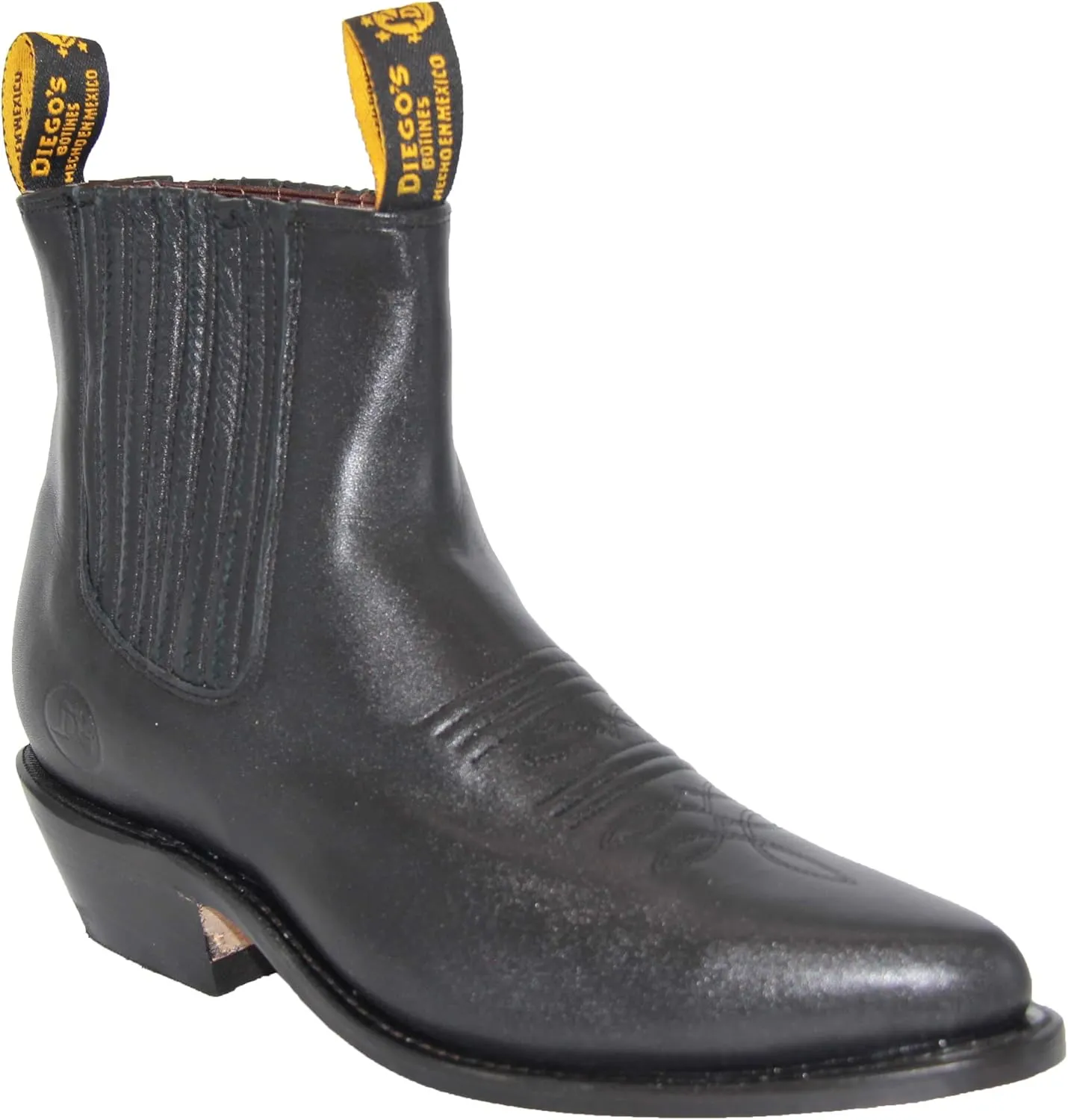 Western Shops Mens Genuine Leather Short Ankle Western Cowboy Boot Charro Botin