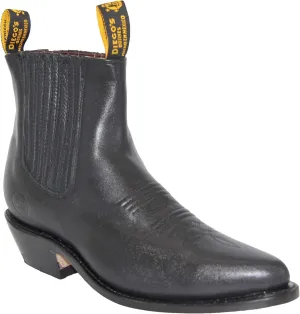 Western Shops Mens Genuine Leather Short Ankle Western Cowboy Boot Charro Botin