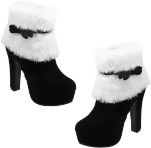 Winter High Heel Platform Boot Plush Shoes Zipper Closure Boot for Women
